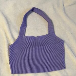 SHEIN Lavender Ribbed Knit Halter